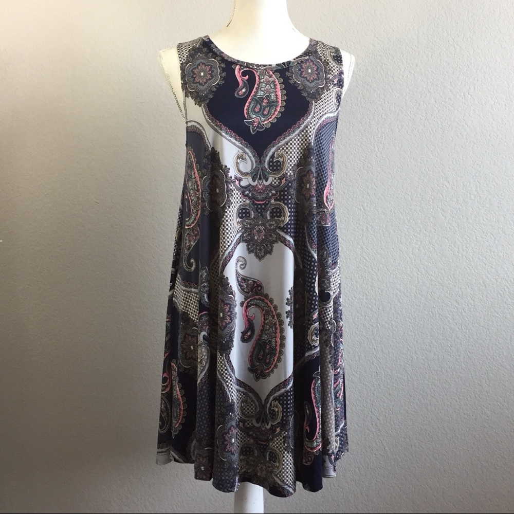 NWOT A-line Navy Blue Paisley Dress